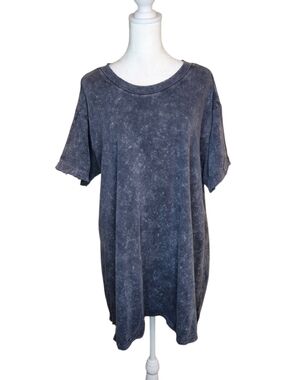 Free People Movement Leg Day Raw Edge T-Shirt Mineral Wash Gray Size M